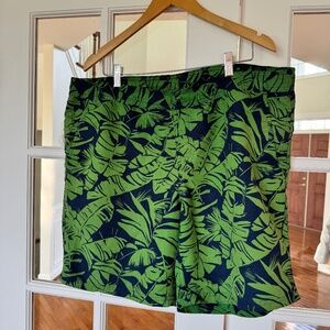 MEN'S EDDIE BAUER BOARD SHORTS, GREEN & BLUE, SIZE LARGE